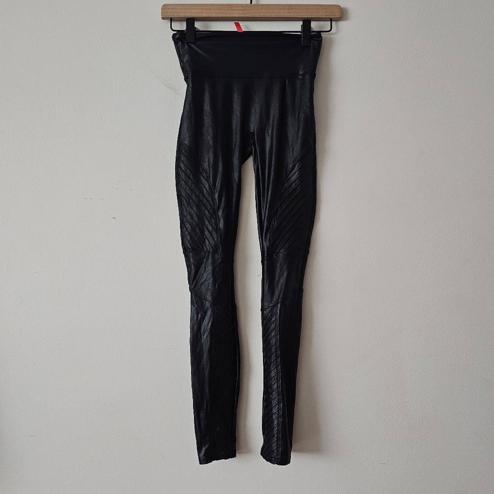 Spanx faux leather moto leggings